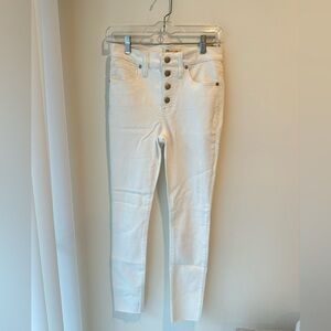Madewell 9” MidRise Skinny Jeans White Button Front Size 25